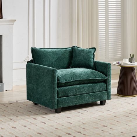 Poltrona-divano Cloud monoposto modulabile - Seduta ergonomica ultra confortevole per salotto - 107x75x84 cm - in tessuto chenille verde (1/5)