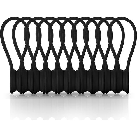 Lot de 10 serre-câbles magnétiques réutilisables en silicone (noir) (1/5)