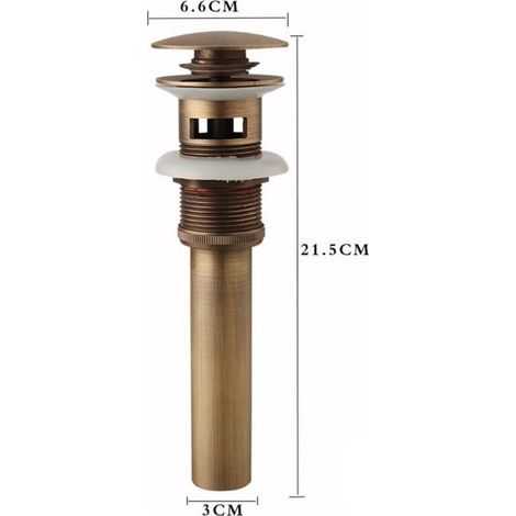 Avec Trop-Plein - Bonde de lavabo,Pop-up Rétro Bouchon Bonde de Lavabo Vidange en Laiton Bronzé Universel Valve Draineur dEvier Vasque Siphon (1/3)