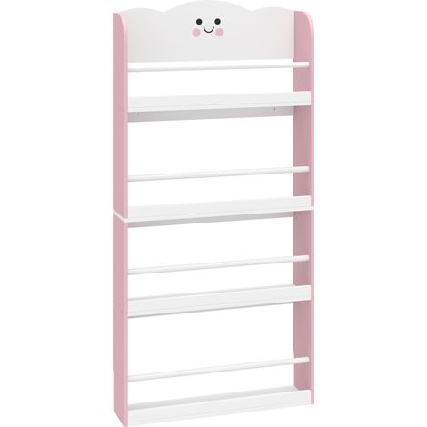 Libreria Montessoriana per Bambini 3-6 Anni 60x15x120,5 cm 4 Ripiani in Legno Rosa (1/5)