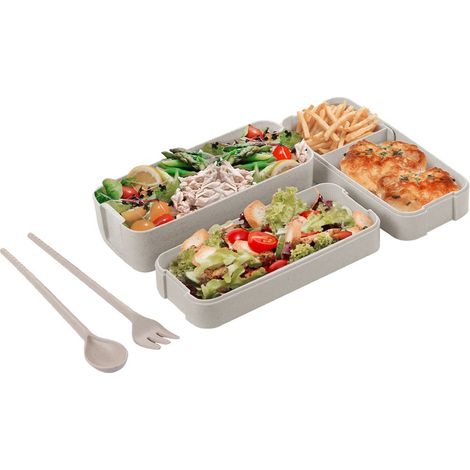 Boite A Dejeuner - Boite Bento 3 Compartiments Etanche - Micro-ondes Refrigerateur Lave-vaisselle - Fibre De Ble Reutilisable - 1 Unite (1/5)