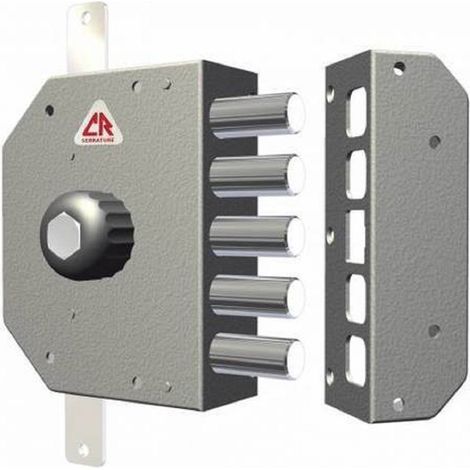 DOM – Serrure multipoint en applique antivol triple – 5 pênes dormants – Cylindre de pompe – Main droite – Entrée 60mm – Dimensions 130x164mm (1/3)