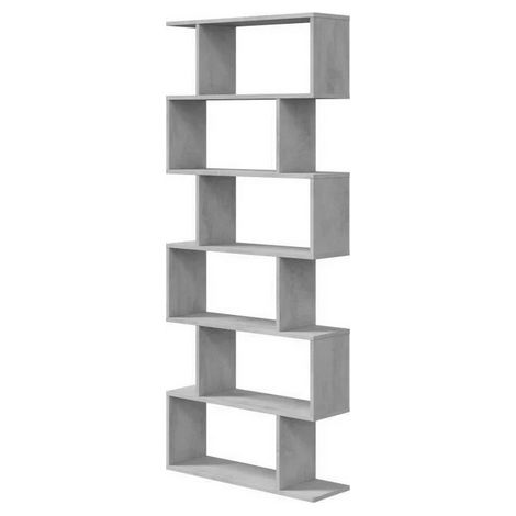 Bibliotheque étagere ATHENA - Décor imitation béton - Rangement 6 cases - 192 x 80 x 24 cm (1/5)