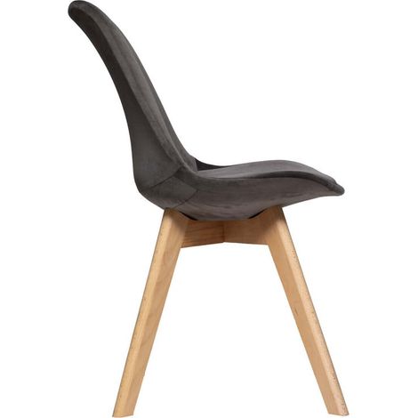 Chaise en velours style scandinave "Helsinki" Atmosphera - Gris foncé - Gris foncé - (1/3)