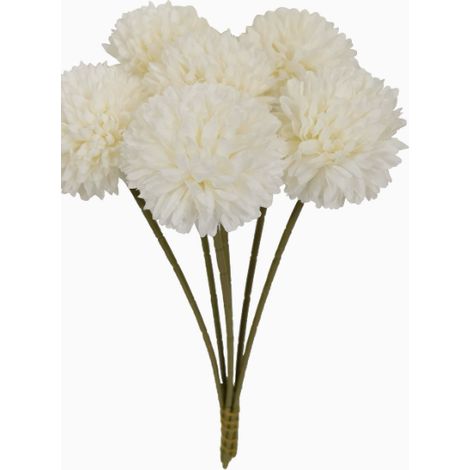 Fleur Artificielle Chrysanthème Boule - 30 cm Hauteur - Diamètre Fleur 7 cm - Matière Soie 90 % - Pour Décoration Maison Mariage et Célébration - Lot de 10 Pièces (1/5)
