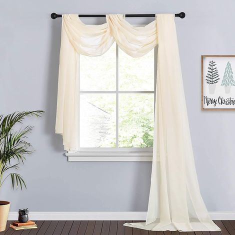 Arche Tenture Mariage Beige, 75×600cm Rideau en Tulle, Voilage Drapés en Mousseline élastique, pour Décoration de Mariage, Cérémonie, Fête (1/5)