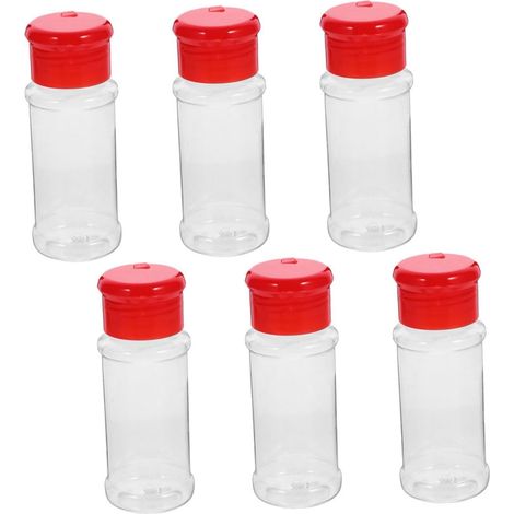 Ensemble de 6 salières et poivrières rouges en plastique, distributeur compact et réutilisable, idéal pour la cuisine et le barbecue, pot à épices léger et portable (1/5)