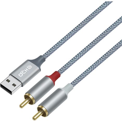 Câble audio RCA vers USB de 4 pieds type A vers 2 RCA mâle 2RCA Y Répartiteur en nylon tressé Interface blanc rouge (1/5)