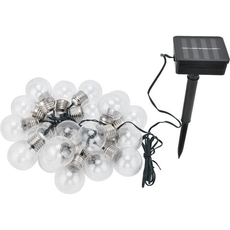 20 LEDs G50 Solar-Lichterkette, wasserdicht für den Außenbereich, ideal für Garten, Hochzeit, Urlaub, Villa, Rasen, Projektbeleuchtung und Dekoration, weißes Licht (1/5)