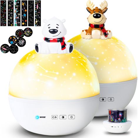 Proiettore di stelle a LED Heckermann 168K-S con orsacchiotto e 168K-V con renna.