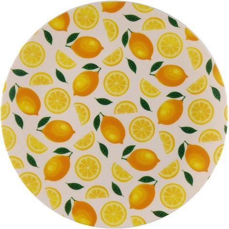 VERSA plato redondo limones polipropileno 25 cm , Plato redondo Limones de 25 cm, un accesorio práctico y decorativo que aporta un fresco estilo mediterráneo a la mesa. Ideal para