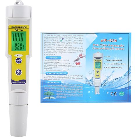 Testeur pH numérique portable étanche avec écran LCD, calibration automatique température, idéal pour aquarium piscine eau (1/5)