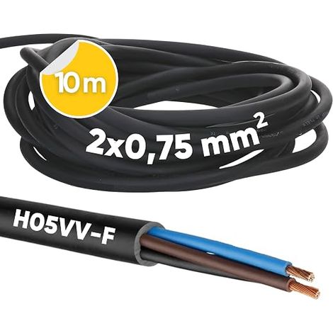 Câble H05VV-F - Fil Électrique Noir Flexible 2 Fils (1/5)
