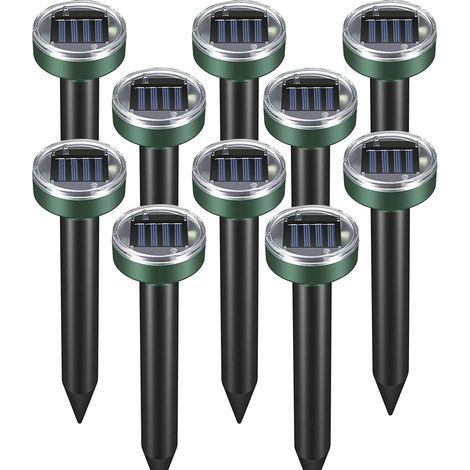 Maulwurfvertreiber, Schlangenvertreiber, Sonnenvertreiber 10 Stück, Ultraschallvertreiber für draußen, Wasserdichter Vertreiber, Murmeltiervertreiber, Nagetiervertreiber für Rasen und Terrassen, Rasen (1/5)