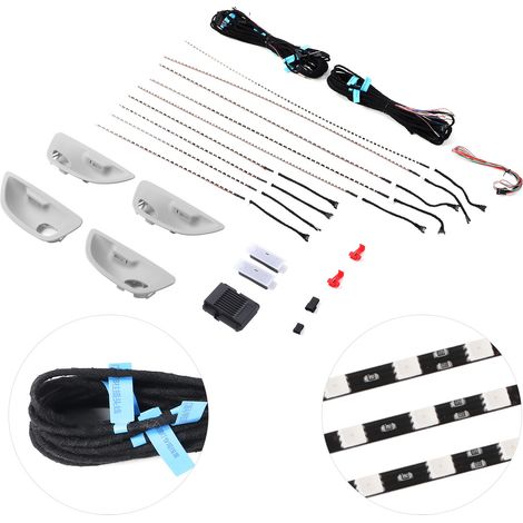 Ruban LED d'ambiance 8 couleurs pour BMW Série 5 F10/F11 2010-2016, éclairage décoratif gris pour porte, liseré lumineux intérieur, kit de 5 pièces. (1/5)