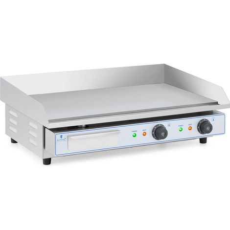 Plancha électrique professionnelle en acier inoxydable pour restaurant de table double 2 feux 73 x 40 cm (2 x 2 200 watts, 730 x 400 mm, lisse)