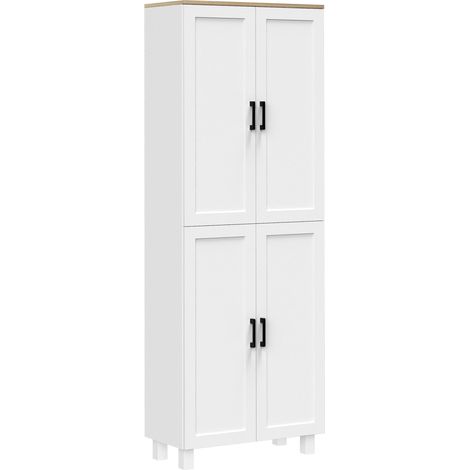 Mobile Dispensa da Cucina 60x30x170,5 cm a 4 Ante in Legno Bianco (1/5)