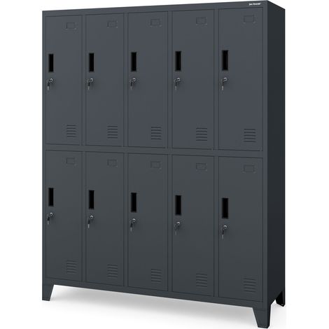 Armoire vestiaire métallique BHP à 10 portes BARTEK 1360 x 1720 x 450 mm, anthracite