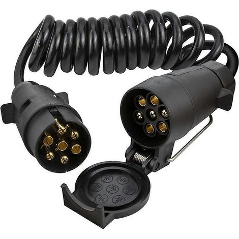 Câble d'extension spiralé de 3 mètres à 7 broches pour remorque avec prise jack --