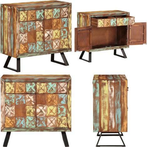 Cómoda de madera maciza reciclada multicolor 70x35x70 cm - Cómoda - Madera reciclada