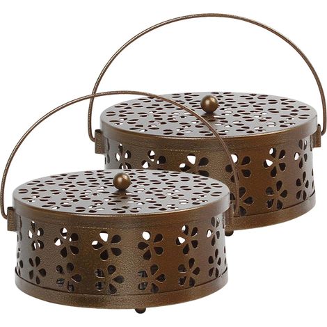 2 spiralförmige Räucherstäbchenhalter – Klassisches Bronze-Eisen – Winddichte Hohlkonstruktion – Sicher und tragbar – Für Zuhause, Camping und Reisen – Farbe: Bronze (1/5)