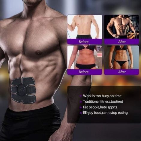 Ceinture Abdominale EMS - Rechargeable USB - Pour Entraînement Musculaire - 10 Coussinets Gel - Noir (1/4)