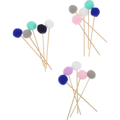 15 Pièces Bâtonnets Diffuseurs Parfum Boule en Peluche et Bois, Accessoire D'aromathérapie Cuisine et Bureau, Diffuseur Odeur Volatilisé Décoratif Couleur Aléatoire (1/5)
