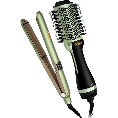 TRADE SHOP - Set Piastra + Spazzola Rotante Ioni 2in1 Professionale Per Styling Capelli Multifunzione - (1/5)