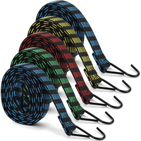Spanngurte mit Haken, 5 Stück, 2m x 2.5cm, verstellbar, rostfrei, 4 Farben (1/5)
