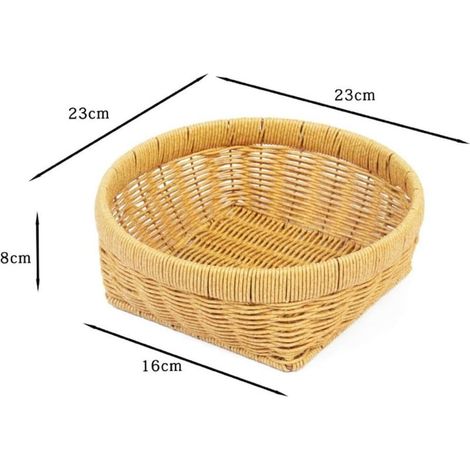 Panier de cuisine en plastique tressé, panier de service pour fruits et légumes, idéal pour la maison, la cuisine et le restaurant (23 x 23 x 8 cm) (1/5)