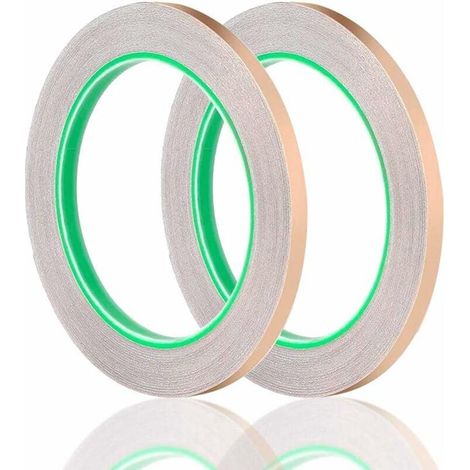 2 Rouleau Ruban Cuivre, 20m X 6mm Bande Cuivre Anti Limaces Adhesif Cuivre Double Conducteur, Ruban Adhésif Décoratif Feuille De Cuivre Pour Vitrail (1/5)