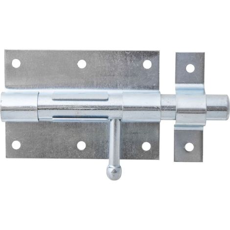 Verrou de box avec poignée ronde – acier zingué – longueur totale 135 mm – Marque (1/2)