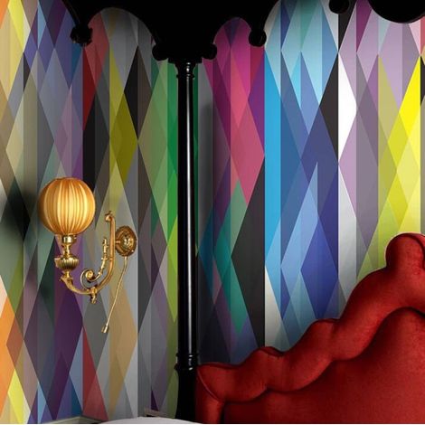 Carta da Parati Geometrica Colorata in Fogli di Carta, 250x200cm (1/5)