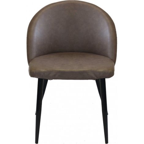 Sedia poltrona da interno con struttura in metallo e seduta morbida rivestita in ecopelle Call Me Large - Brown (1/5)