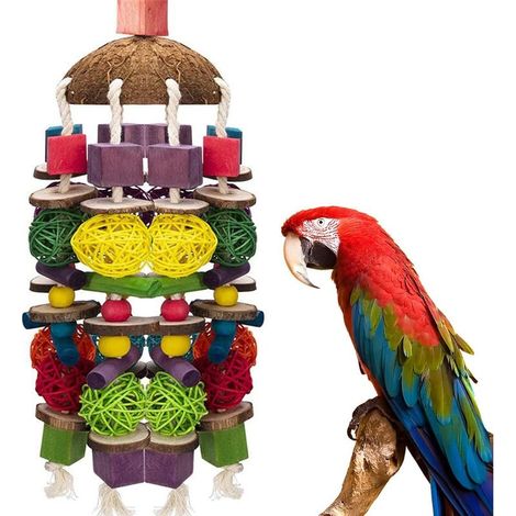 Jouet à macher pour perroquets pour Oiseaux,22 inch Grand Jouet pour Perroquet en Bois Naturel, Jouet à macher pour Oiseaux, Jouet à Mordre pour Grands perroquets, perroquets Gris d'Afrique (1/5)