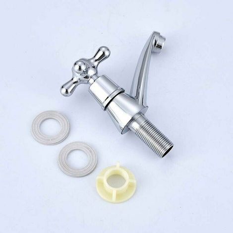 TRIO Robinet d'Eau Froide Simple, Robinet d'Evier de Robinet d'Eau Froide Chrome Simple, pour Lavabo de Cuisine de Salle de Bains à Domicile, avec Filtre (1/4)
