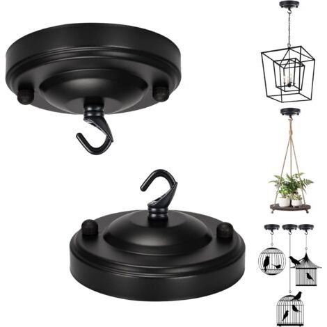Rosace de Plafond 2 Pièces Métal Auvent de Plafond Rosace Plafond Luminaire Plafond Avec Accessoire pour Suspension Plaque de Plafond Vintage,Plantes Suspendues,Panier à Chat Suspendu Panier Suspendu (1/5)