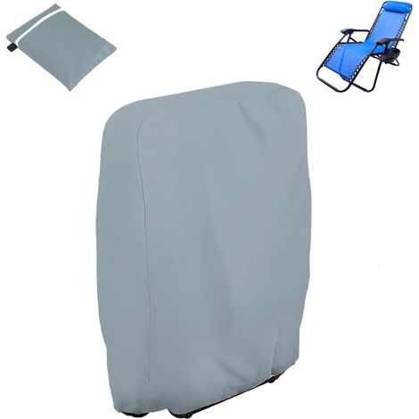 Housse de Protection pour Chaise Longue Pliante, imperméable, anti-UV et coupe-vent, Housse de Chaise Longue de Jardin (Gris 71x110cm) (1/5)