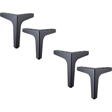 Lot de 4 Pieds de Canapé Metal 10 cm, Pieds de Table Basse Métal Charge Jusqu'à 800 KG Pied de Meuble Noir, Support de Table en Fer Forge/Sofa, Pied pour Meuble TV (1/5)
