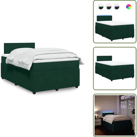Coprimaterasso per letto - vidaXL Giroletto a Molle con Materasso Verde Scuro 120x190 cm Velluto - Letto con testiera