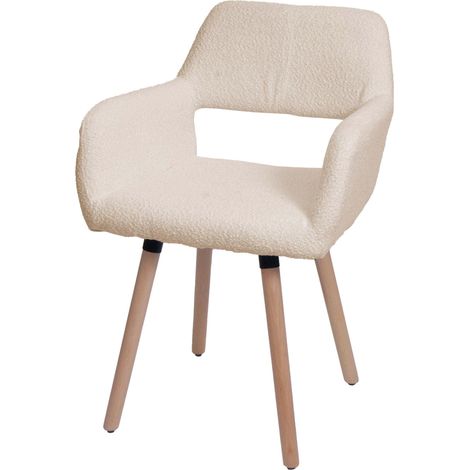 Chaise de salle à manger HWC-A50 II, chaise de cuisine chaise rembourrée, bois tissu/textile bouclé (450g/m²) MVG beig (1/2)