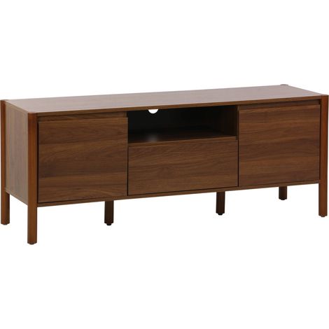 Wood decor TV stand 2 doors 1 drawer 140cm Walnut 140x42x55 cm - Harmony