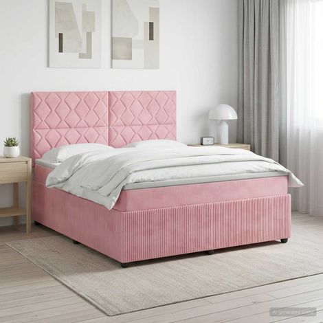 vidaXL Lit boxspring avec matelas Rose 140 x 200 cm Velours (1/5)