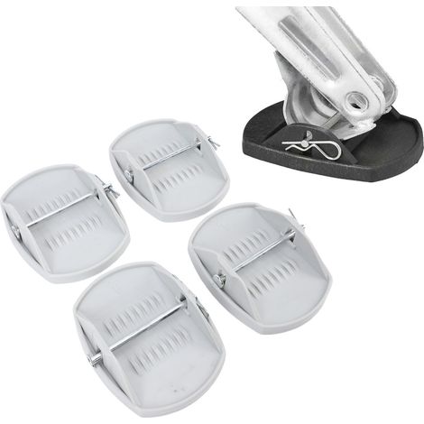 Lot de 4 cales de support stables pour pieds de caravane ou remorque, avec goupille de verrouillage de sécurité (gris). (1/5)