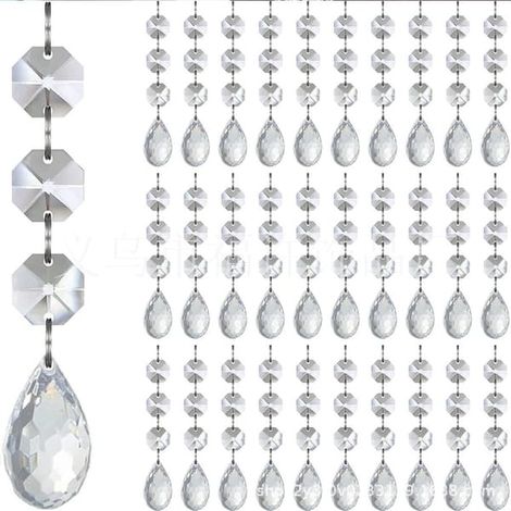 Ornement de sapin de Noël en cristal, 30 gouttes suspendues en acrylique transparent, style lustre, mariage (1/5)