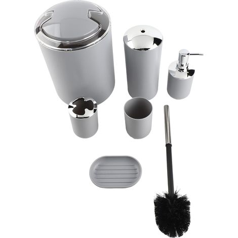 Premium 6 teiliges Badezimmer Accessoire Set aus Kunststoff