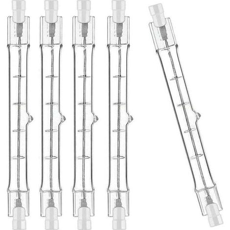 Lot de 5 R7S Ampoule Halogène 118mm 300W 230V, Tige Halogène R7S 118mm, Ampoule Halogène r7s Lampe Tige Halogène Dimmable pour Spot de Bâtiment, Eclairage Paysage de Travail, Eclairage Salon,