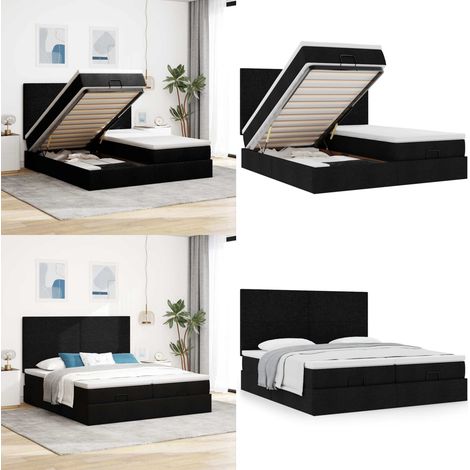 vidaXL Ottoman-Bett mit Matratzen Schwarz 160x200 cm Stoff (1/5)