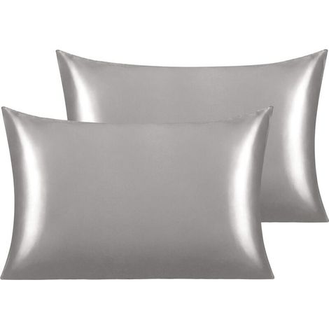 Taie d'oreiller en satin de soie pour cheveux et peau Taie d'oreiller standard en soie luxueuse avec fermeture enveloppe (1/4)