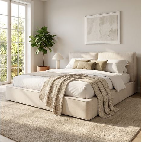 Bett Doppelbett Stauraum hydraulisch Chenille OKMYHOME (1/5)